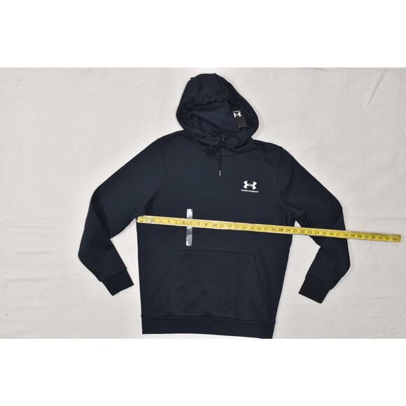 Under Armour Men's Essential Fleece Hoodie Loose Fit Black Size S Cotton NEW - Picture 3 of 8